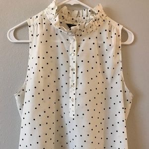 J.Crew Teagan Ruffle Popover 1/4 Button Sleeveless Tank Top Blouse